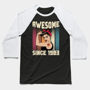 Awesome since 1983,39th Birthday Gift women 39 years old Birthday Baseball T-Shirt